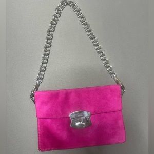 Prada pink suede chain bag